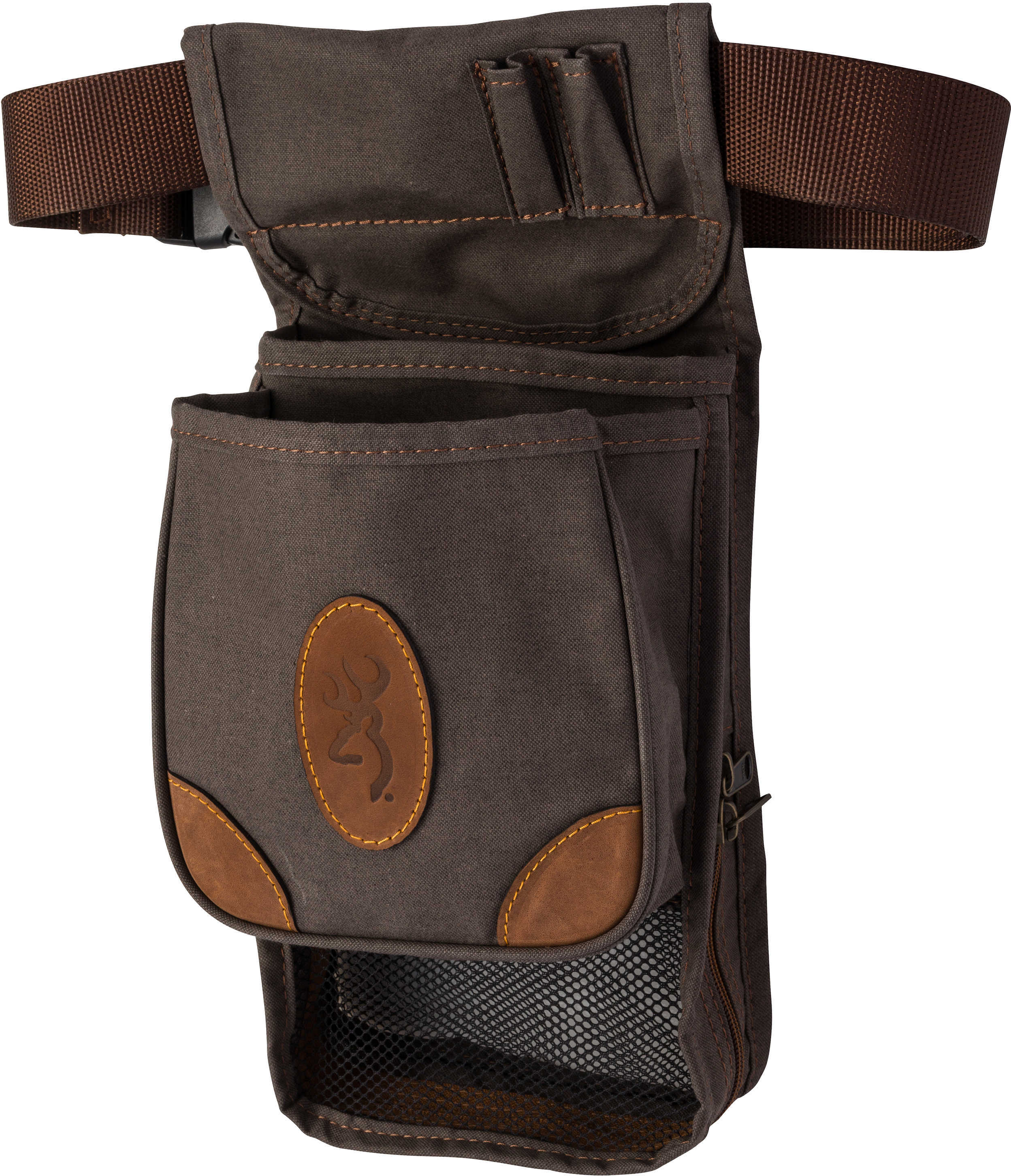 Browning 121388693 Lona Deluxe Shell Pouch Canvas/Leather Flint/Brown