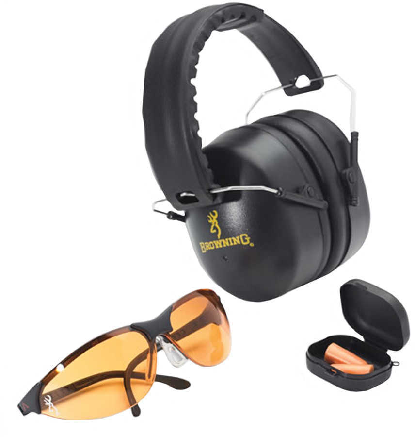 Browning 126368 Range Kit Earmuff/Plugs/Glasses 27/31 dB Black