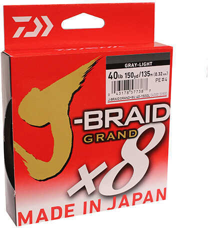 J-BRAID GRAND X8 40lb 150yd GRAY LIGHT Model: JBGD8U40-150GL