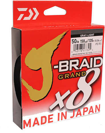 J-BRAID GRAND X8 50lb 150yd GRAY LIGHT Model: JBGD8U50-150GL