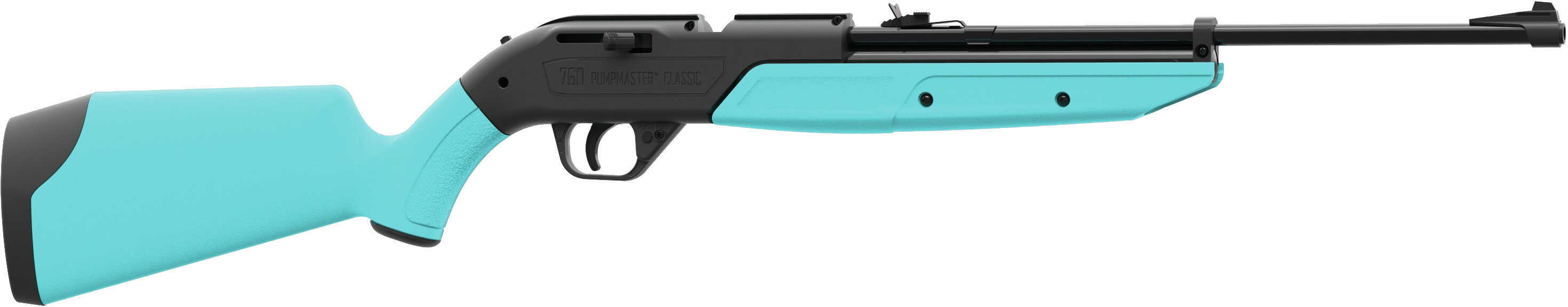 Crosman 760LB 760 Pumpmaster Air Rifle Bolt .177 Pellet/BB 18 Round Synthetic Light Blue Stock Black