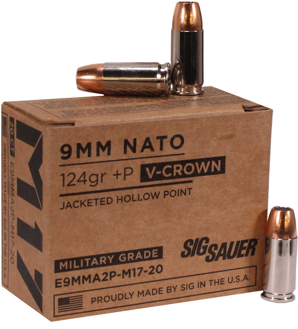 9mm Luger 124 Grain Jacketed Hollow Point 20 Rounds Sig Sauer Ammunition