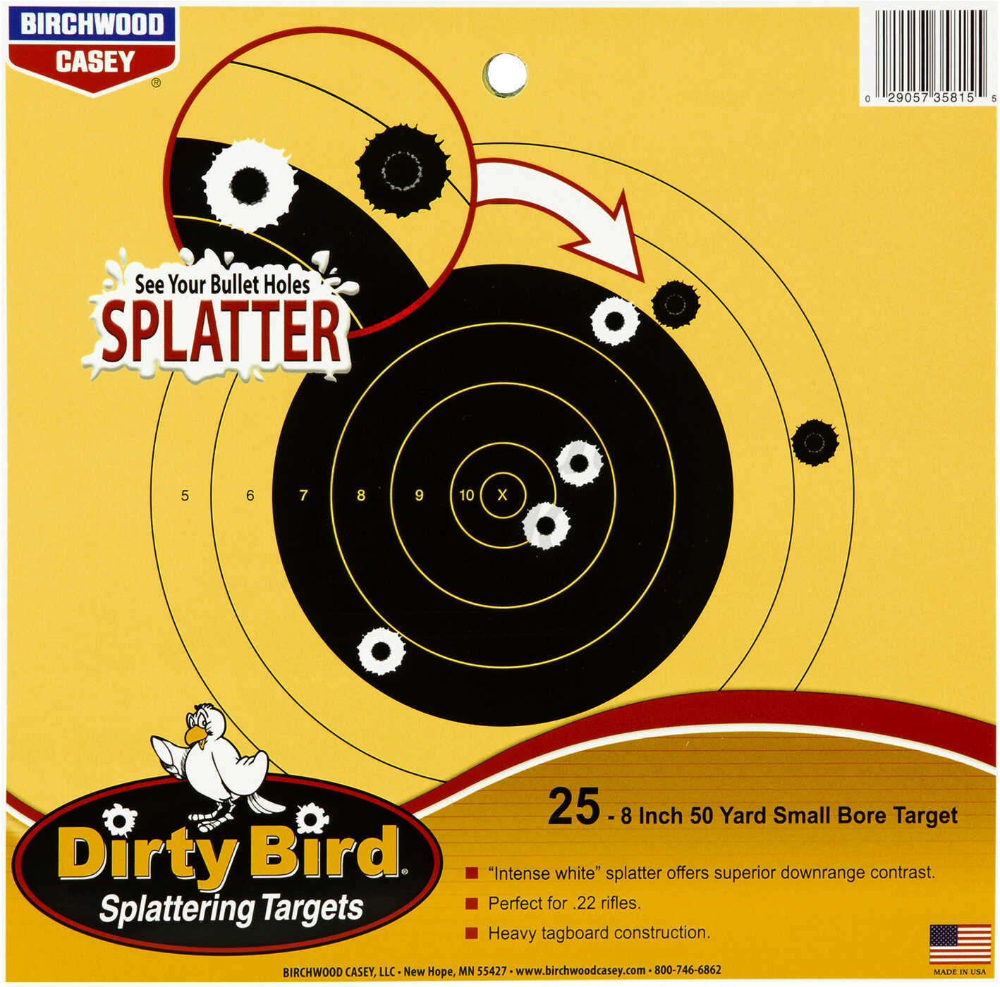 Birchwood Casey 35815 Dirty Bird Hanging Tagboard 8" Bullseye Tan/Black 25 Pack