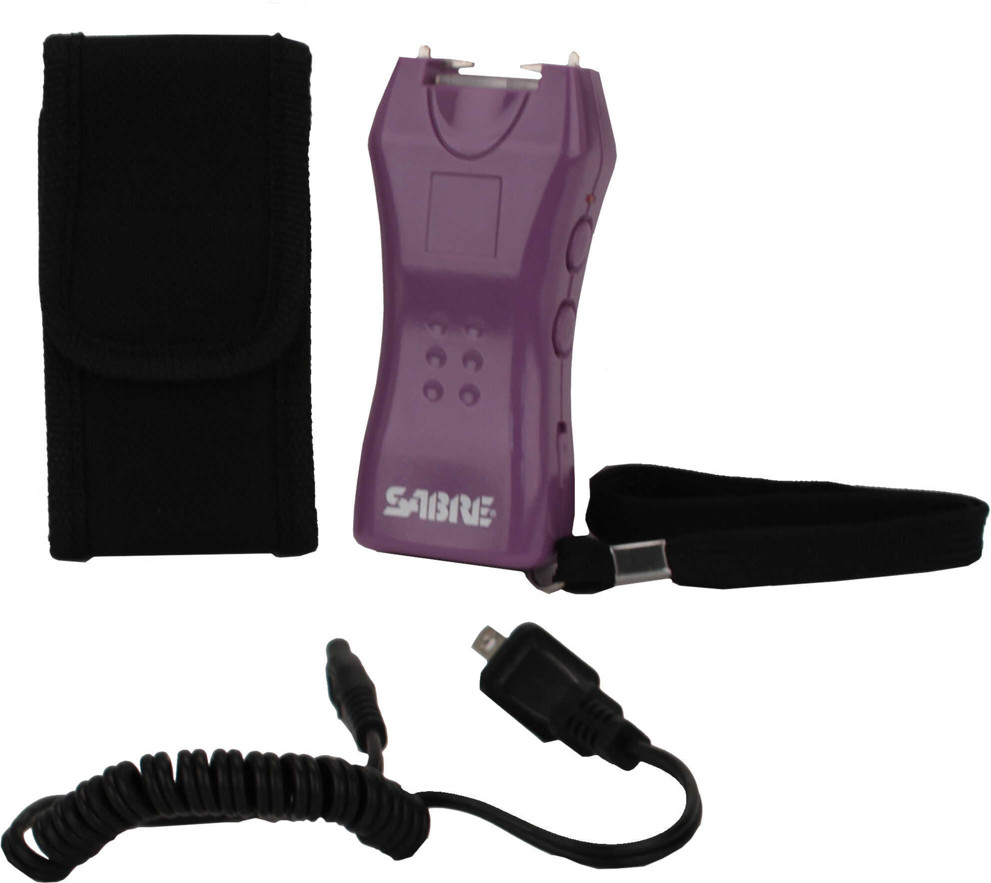 Sabre Dual Capacitor Stun Gun Purple 1.600 uC with LED Flashlight Model: S-1005-PR