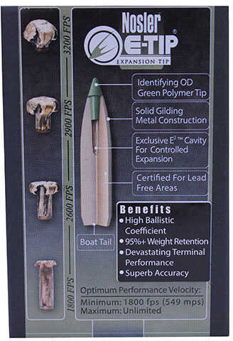 Nosler 25 Caliber .257 Diameter 100 Grain E-Tip Lead Free 50 Count