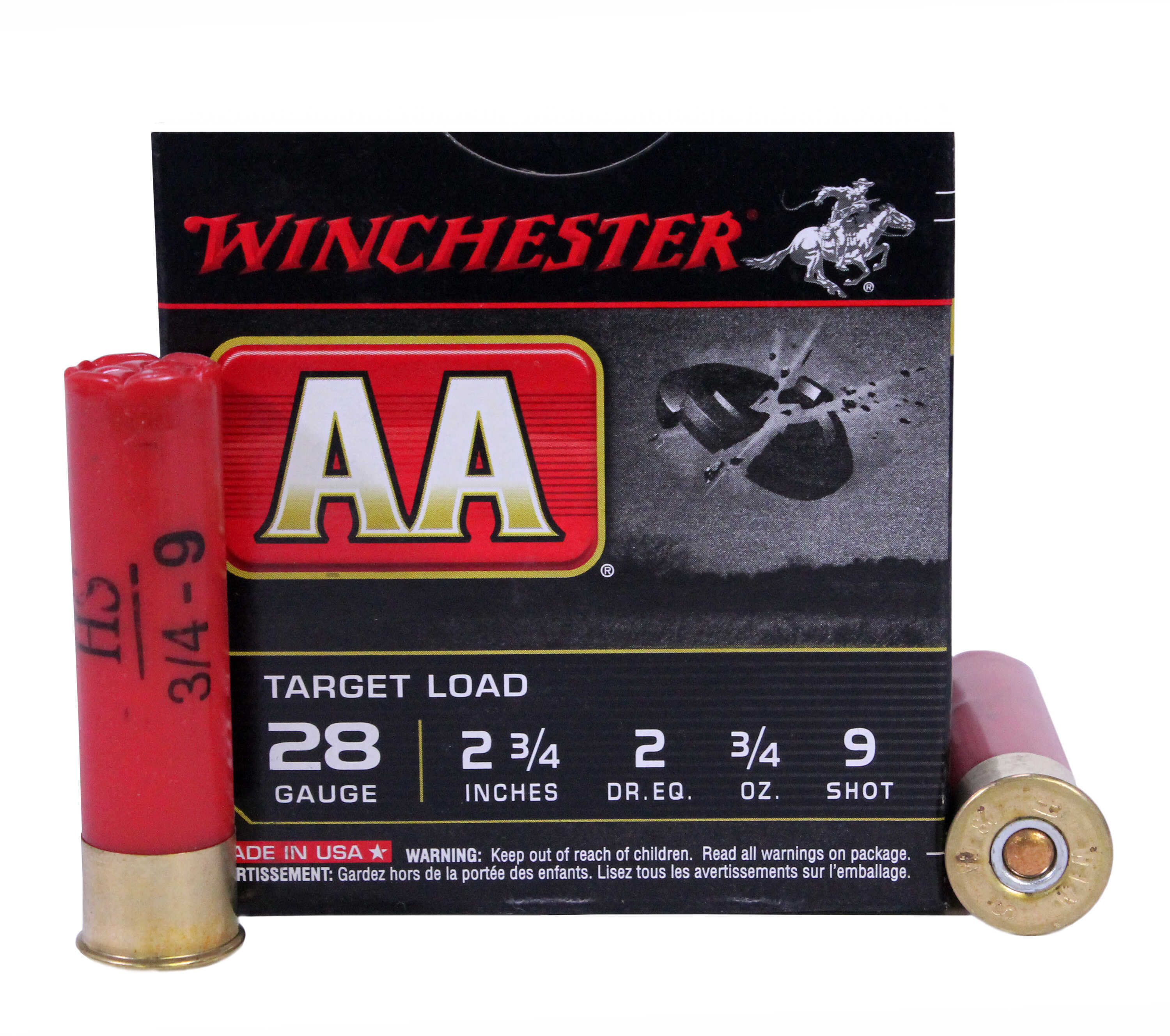 28 Gauge 2-3/4" Lead #9  3/4 oz 25 Rounds Winchester Shotgun Ammunition