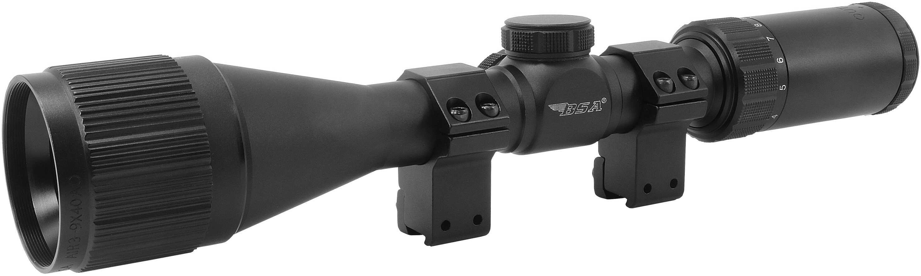 BSA Optics Outlook Rifle Scope 3-9X40mm Mil Dot Reticle 1" Main Tube 1/4 MOA Matte Finish Black AIR3-9X40AOTB