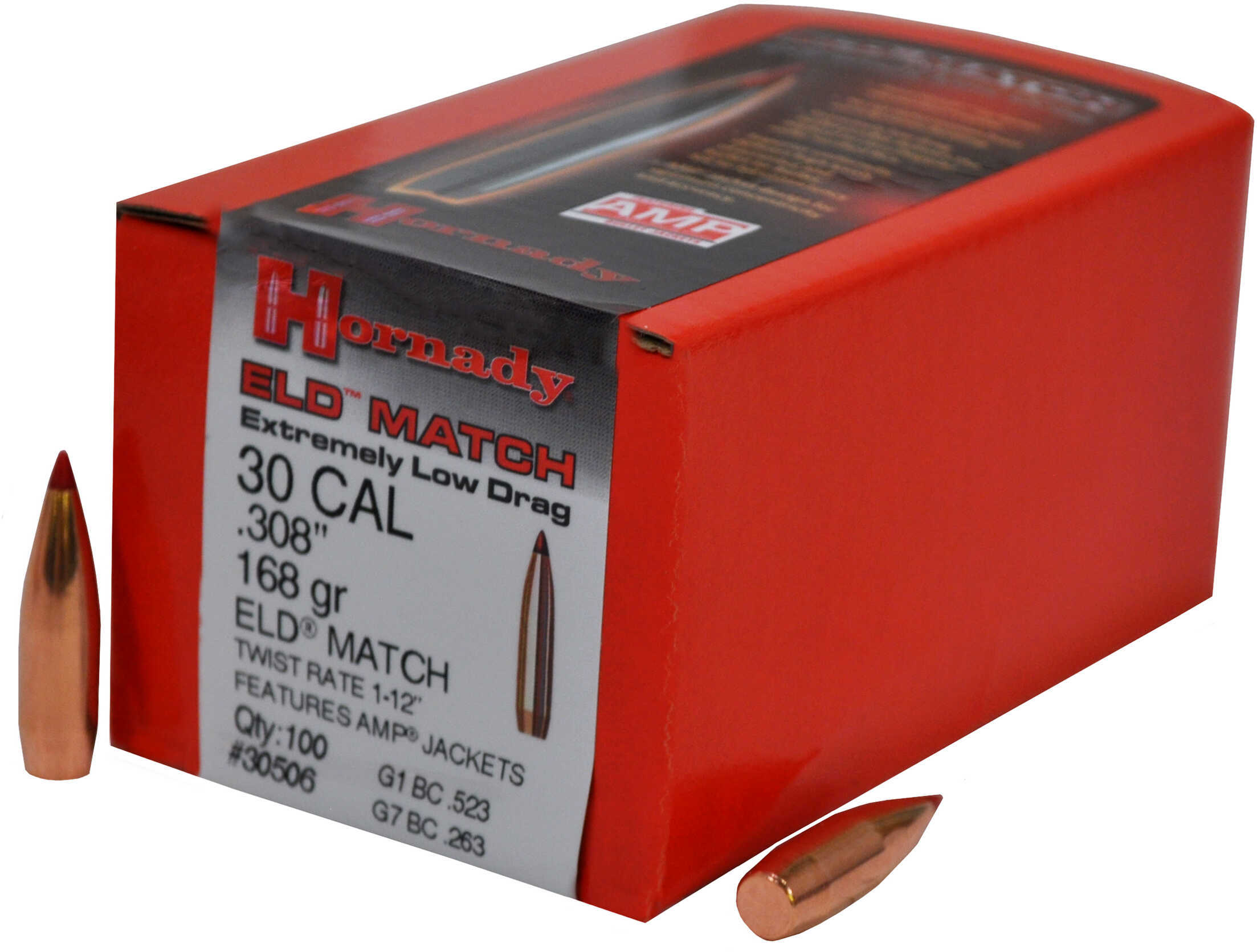 Hornady 30 Caliber .308 168 Grain ELD Match 100 Count