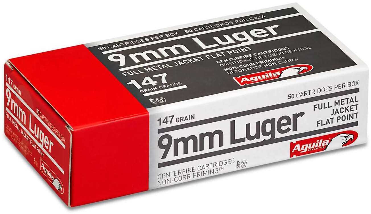 9mm Luger 147 Grain Full Metal Jacket 50 Rounds Aguila Ammunition