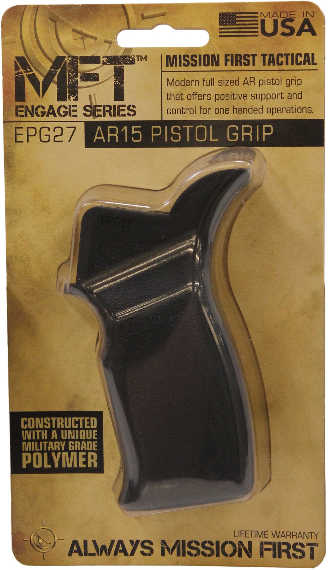 Mission First Tactical AR Pistol Grip Engage Fits AR 15 Full Size Black EPG27