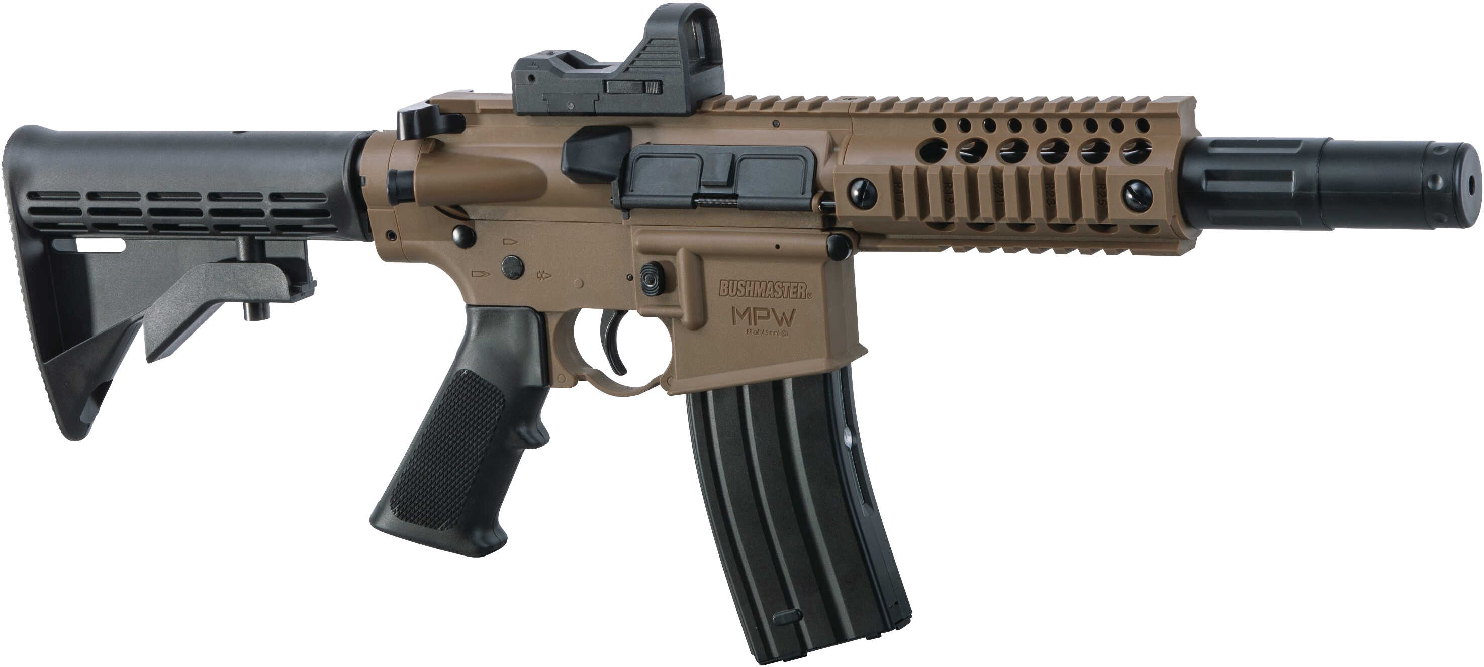 Crosman Bushmaster MPW w/Red Dot Air Rifle BB 430 Feet Per Second Black / Flat Dark Earth Adjustable Butt Stock Full Aut
