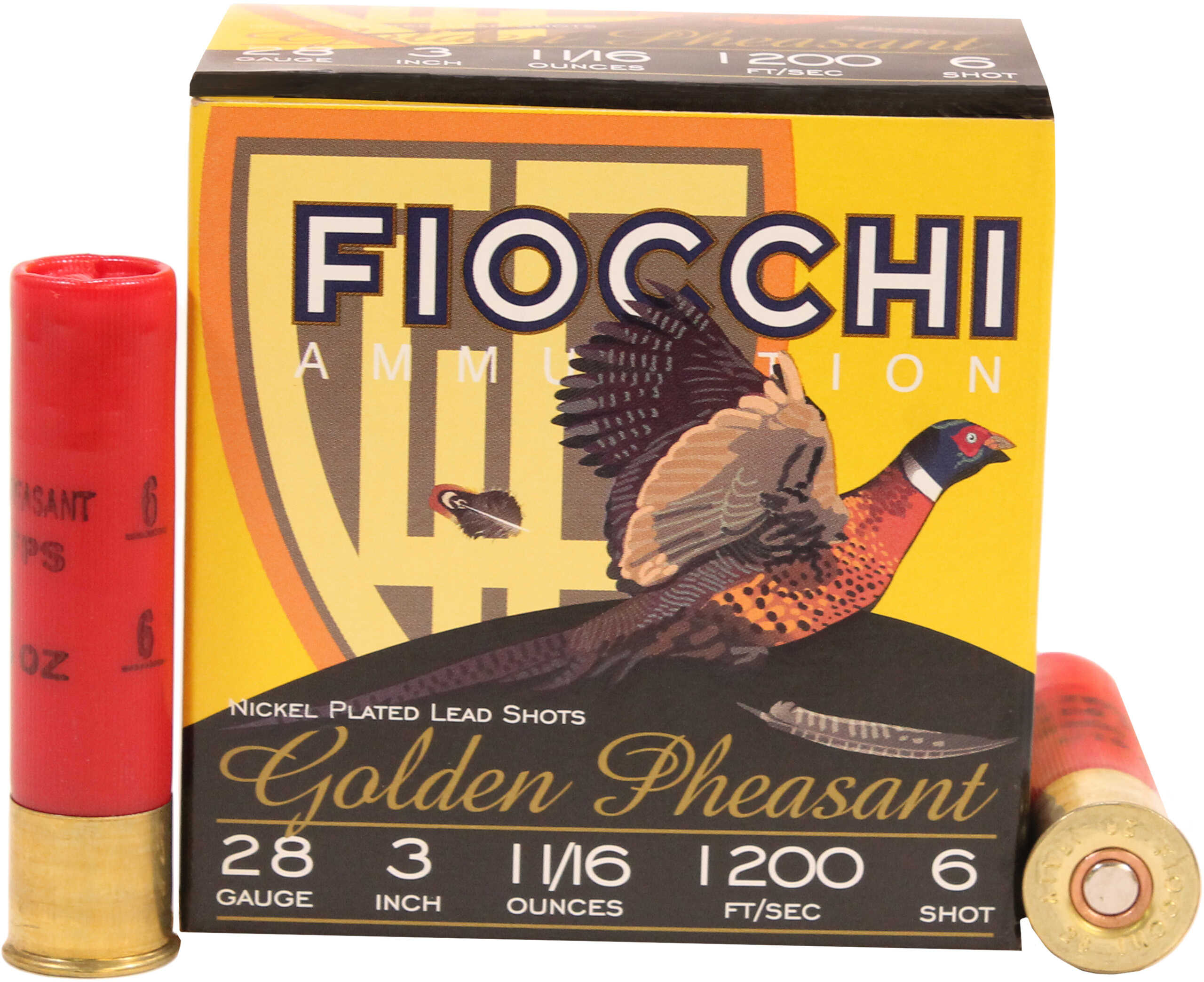 28 Gauge 3" Nickel Plated #6  1-1/16 oz 25 Rounds Fiocchi Shotgun Ammunition