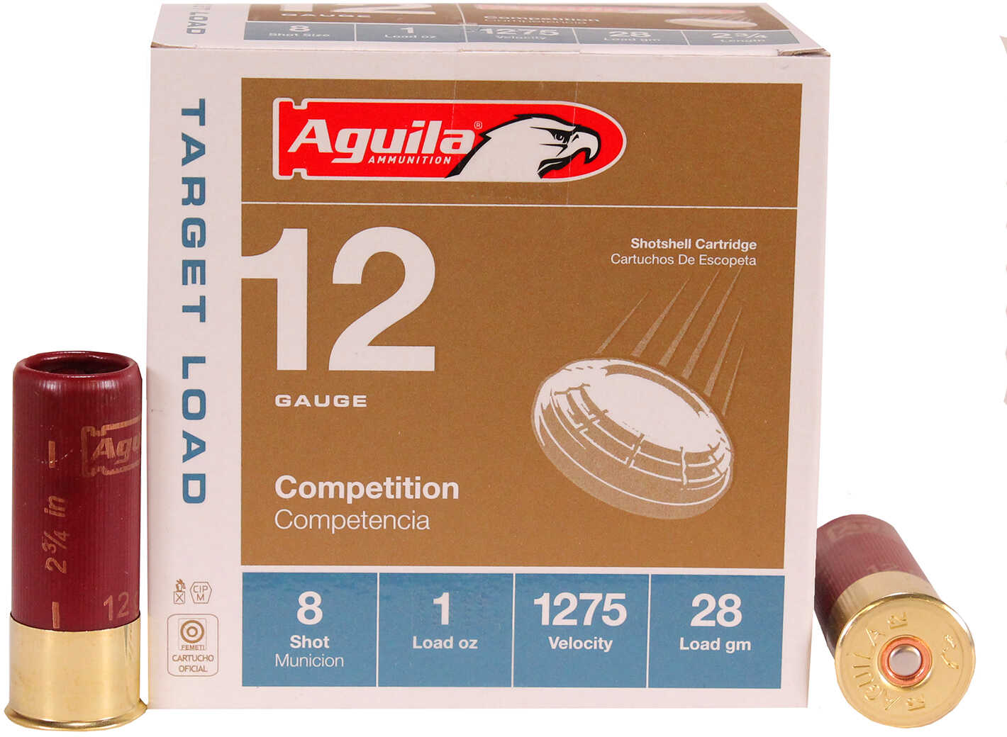 Aguila 1CHB1328 Target Load Competition 12 Gauge 2.75" 1 Oz 8 Shot 25 Per Box/ 10 Case