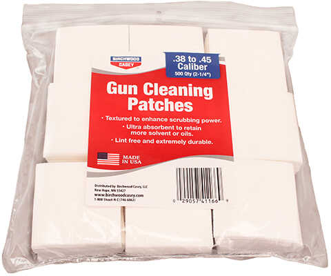 Birchwood Casey 41166 Gun Cleaning Patches 2 1/4" Square Cotton 500 Pk