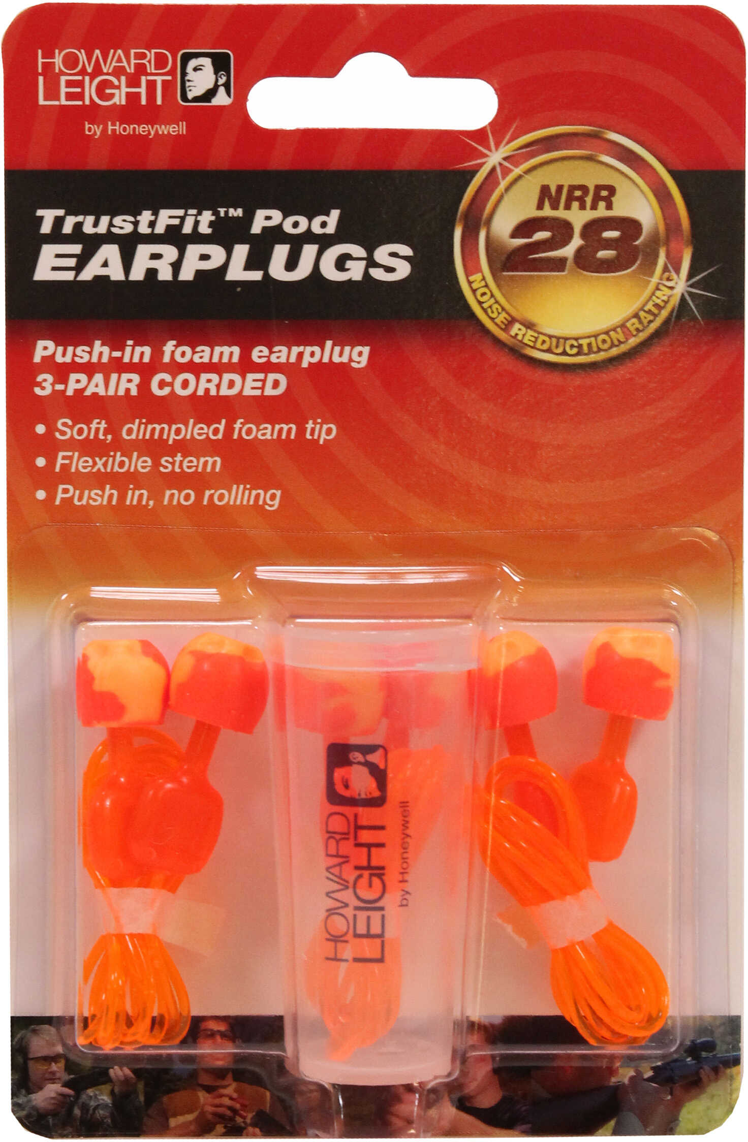 Howard LEIGHT TRUSTFIT Earplug W/Cord & Case 3-Pack NRR28