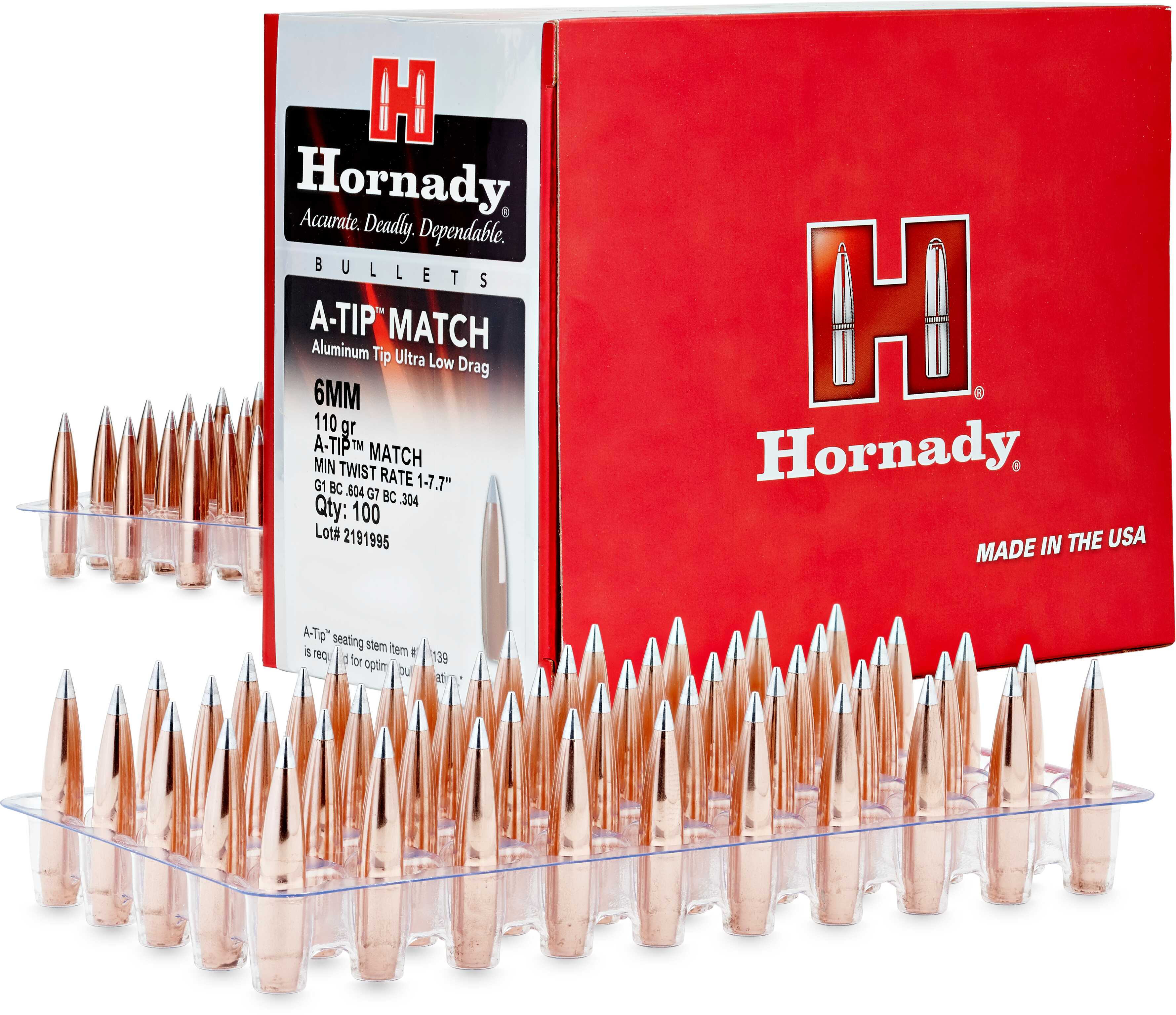 Hornady Aluminum Tip Rifle Bullets .338 Cal .338" 300 Gr A-Tip Match 100/ct