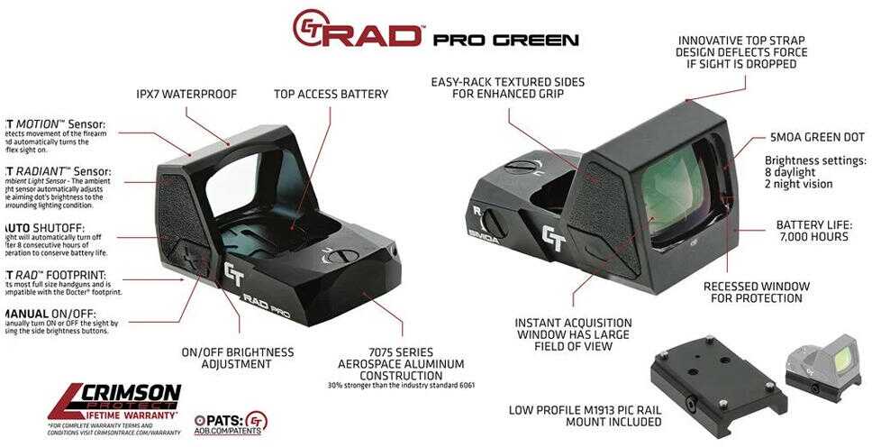 CT RAD PRO PSTL REFLEX GRN 5MOA
