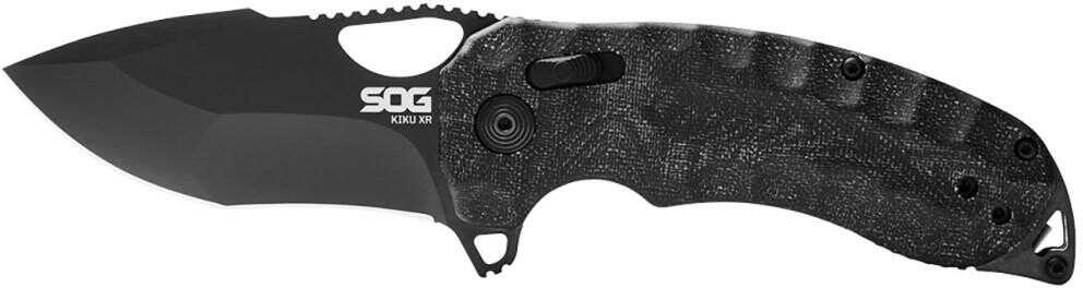 S.O.G SOG-12-27-02 Kiku XR 3.03" Folding Tanto Plain Satin CTS XHP Steel Blade Deep Textured Black Linen Micarta Handle