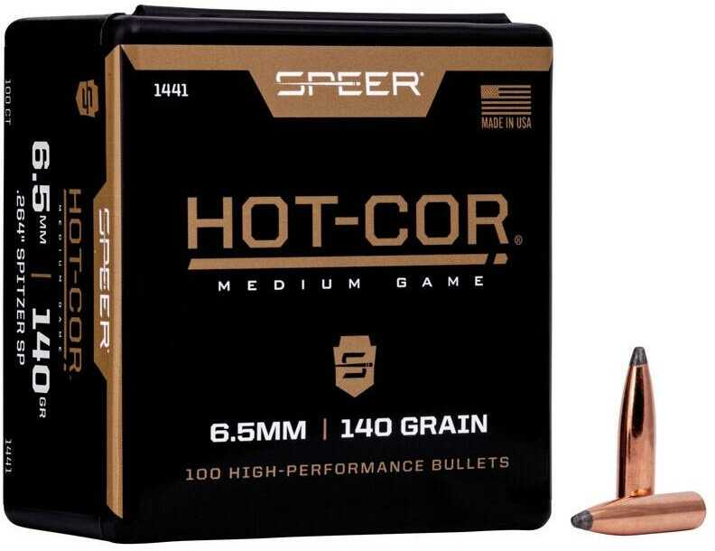 CCI 1441 Hot-Cor Spitzer Rifle Bullet 264 Cal .26 140 Gr Soft Point 100 Per Box