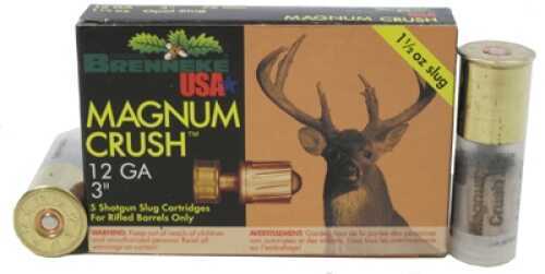 12 Gauge 3" Lead Slug  1-1/2 oz 5 Rounds Brenneke Shotgun Ammunition