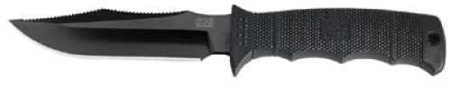 S.O.G SOG-E37Sn-CP Seal Pup Elite 4.85" Fixed Plain Clip Point Rasp Spine Hardcased Black TiNi AUS-8 Blade/Black W/Grip