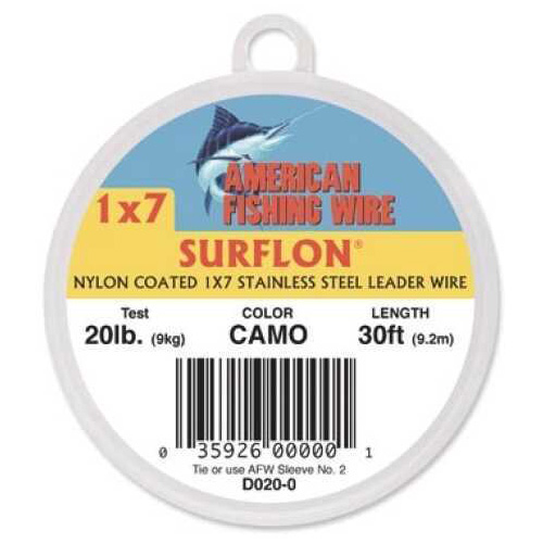 AFW Surflon Nylon Coated Wire 30ft Camo 30Lb .020 Dia Md#: D030