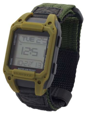 Humvee Recon Digital Watch Olive Nylon Strap Green Face