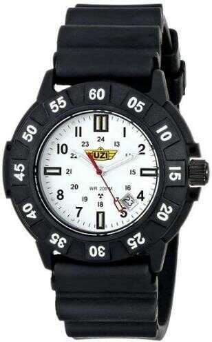 Uzi Protector Tritium Watch With White Face Rubber Strap