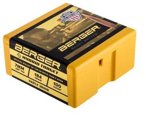 Berger 7mm .284 Diameter 184 Grain F-Open Hybrid Target 100 Count