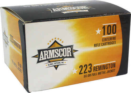 223 Rem 55 Grain FMJ 100 Rounds Armscor Ammunition 223 Remington
