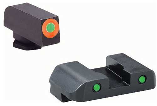 AmeriGlo GL5446 Spartan Operator Night Sight Fits Glock 17/19/19x/26 Gen5 Tritium Green w/Orange Outline Front