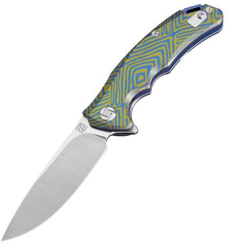 Artisan Tradition Folder 3.27 in Fancy Blue Titanium Handle