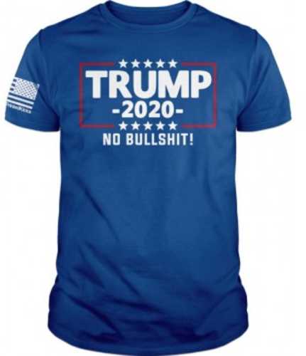 Printed Kicks Trump 2020 No Bs Men's T-shirt Royal Blue Xl