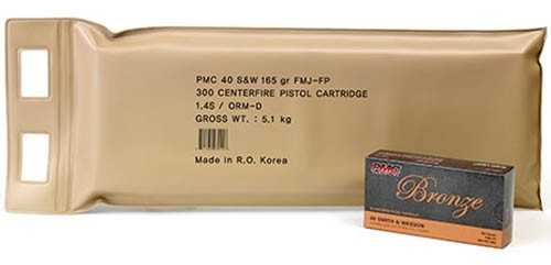 PMC Bronze 40S&W 165 Grain Full Metal Jacket 300 Round Bulk Pack 40D-BP