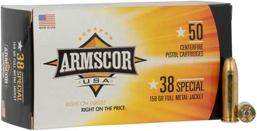 38 Special 158 Grain Full Metal Jacket 50 Rounds Armscor Ammunition