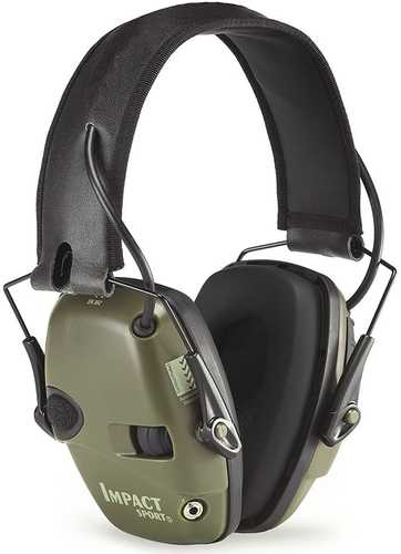 Howard Leight Impact Sport Electronic Earmuff Folding OD Green R-01526