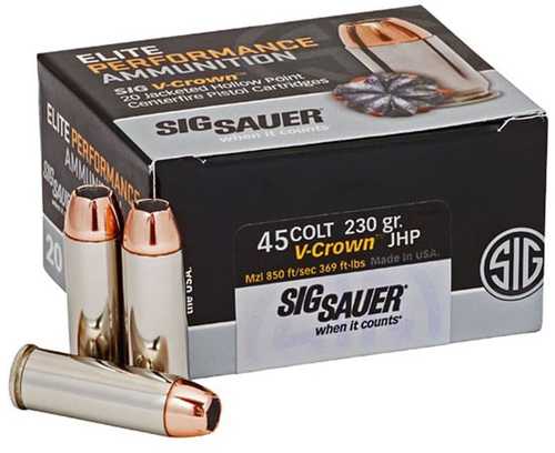 45 Colt 230 Grain Hollow Point 20 Rounds Sig Sauer Ammunition