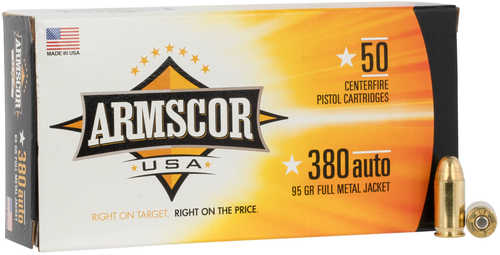 380 ACP 95 Grain Full Metal Jacket 50 Rounds Armscor Ammunition