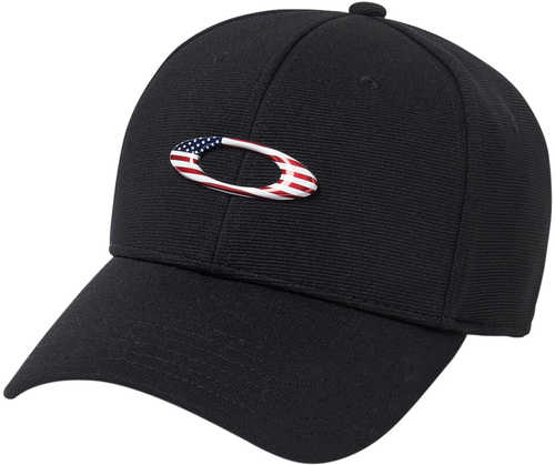 Oakley (LUXOTTICA) Tincan Cap Polyester/Elastane Small/Medium Black With American Flag Icon