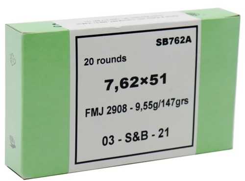 7.62 NATO 147 Grain FMJ 20 Rounds Sellier & Bellot Ammunition