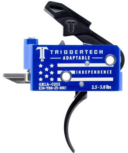 TriggerTech AR0TBB25NNC Adaptable Independence AR-15 Red & Blue With White Engraving Two-Stage Curved 2.50-5 Lbs