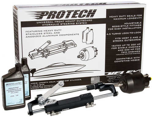 Uflex PROTECH 1.1 Front Mount OB Hydraulic System - Includes UP28 FM Helm, Oil &amp; UC128-TS/1 Cylinder - No Hoses