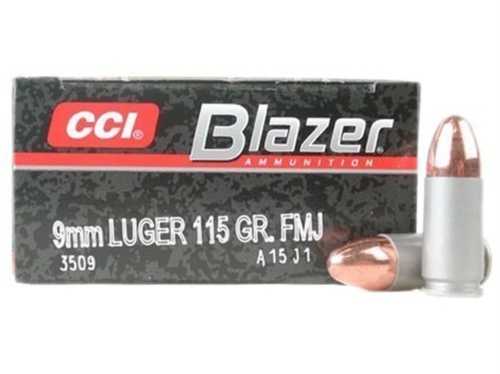 9mm Luger 115 Grain Full Metal Jacket 50 Rounds CCI Ammunition