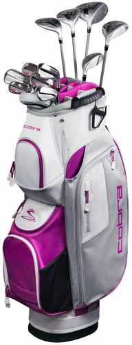 Cobra FLY-XL Womens Golf Set-Silver Plum-RH-Cart Bag