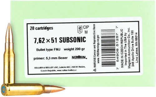 308 Win 200 Grain Full Metal Jacket Rounds Sellior & Bellot Ammunition Winchester
