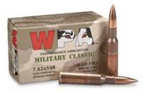 Wolf Military Classic Rifle Ammunition 7.62x54R 148Gr FMJ  2740 Fps 20/ct