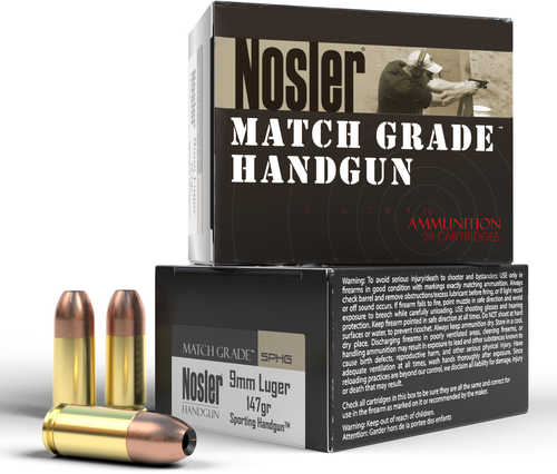 9mm Luger 147 Grain Jacketed Hollow Point 20 Rounds Nosler Ammunition
