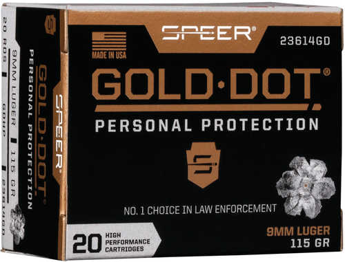 9mm Luger 115 Grain Gold Dot Hollow Point 20 Rounds Speer Ammunition