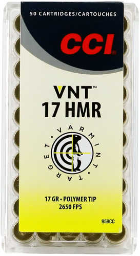 17 HMR Grain VNT Tipped 50 Rounds CCI Ammunition