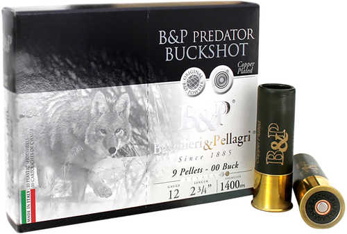 12 Gauge 2-3/4" Copper Plated Lead 00 Buck  9 Pellet 10 Rounds B&P Shotgun Ammunition